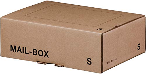 smartboxpro® Versandkarton MAILBOX, S, Steckverschluss, 255 x 185 x 85 mm, innen: 249 x 175 x 79 mm, braun (20 Stück), Sie erhalten 1 Packung á 20 Stück