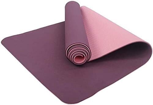 Yogamatte, klassische TPE-Öko-Pilates-Übung, Fitness-Trainingsmatte for Heimgymnastik, Sit-Ups, Liegestütze, Dehnung, Liegestütze, Tanz (Color : Deep Purple+pink)
