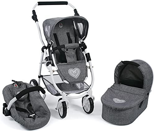 Bayer Chic 2000 637-76 Kombi-Puppenwagen Emotion 3-in-1 All In, Jeans grau
