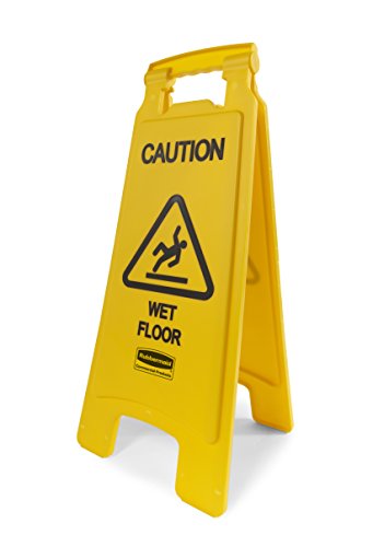 Rubbermaid Commercial Products 2 Sided 'Caution Wet Floor' Imprint Floor Safety Sign - Yellow