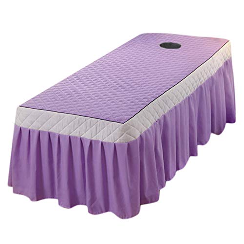 Tubayia Massageliege Bettlaken Bettbezug Auflage mit Gesichts Loch für Beauty Salon Massage Spa (Violett)