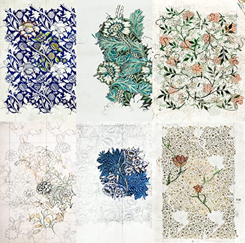 Mulberry Reispapier, 20,32 x 26,67 cm, 6 einzigartige bedruckte Maulbeerpapier-Bilder, 30 g/m², sichtbare Fasern für Decoupage-Bastelarbeiten, gemischte Medien, Collagekunst