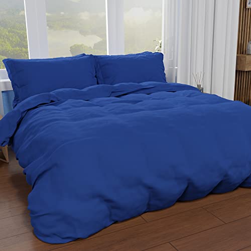 PETTI Artigiani Italiani - Bettbezug für Doppelbett, Bettbezug und Kissenbezüge aus Mikrofaser, einfarbig, elektroblau, 100 % Made in Italy