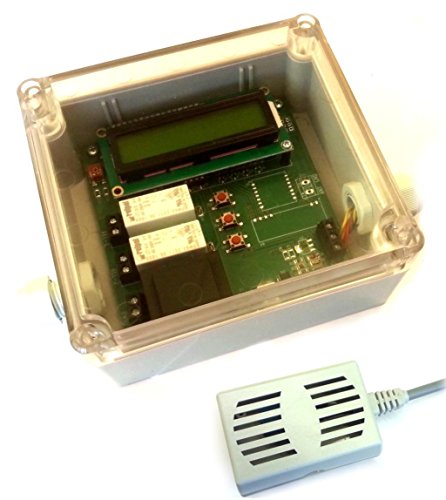 Hygrostat Feuchtraum Lüftersteuerung Feuchtraumlüftersteuerung Entfeuchter Heizung Steuerung IP65 Gehäuse LCD programmierbar incl. Temperaturfühler und Feuchtigkeitssensor (jetzt mit genauerem DHT-22 Sensor)