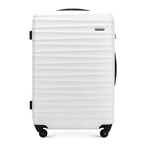 Stabiler Großer Koffer Trolley Koffer Reisekoffer von Wittchen Weiß ABS Hartschalen Trolley 4 Rollen Kombinationsschloss