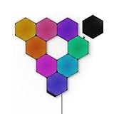 Nanoleaf Shapes Ultra Black Hexagon Starter Kit, 9 Smarten LED Panels RGBW - Modulare WLAN 16 Mio. Farben Wandleuchte Innen, Musik & Bildschirm Sync, Funktioniert mit Alexa Google Apple