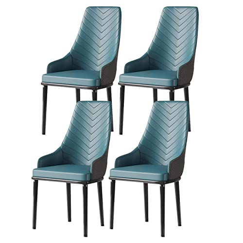 KEHTU Moderne Esszimmerstühle 4er-Set mit Weichem PU-Lederbezug, Kissensitz Und Metallbeinen Wohnzimmer-Beistellstühle (Color : Blue)