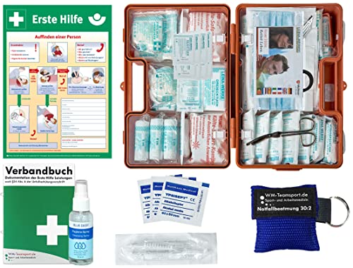 Erste-Hilfe-Koffer M2 PLUS für Betriebe ab 50 Mitarbeiter DIN/EN 13169 -Paket 2- incl. AUSHANG & Verbandbuch & Hygiene-Ausstattung