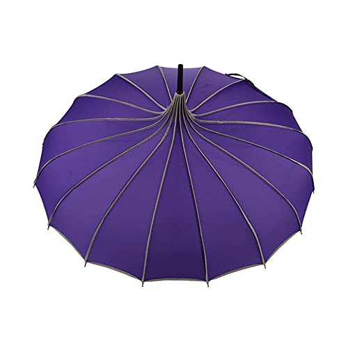 Aoguaro Regenschirm, Langer Griff Sunny Rain Umbrella, 16-Knochen Palast Prinzessin Regenschirm, Vintage Pagode Regenschirm, für Sonnenschutz, Fotografie Requisiten, violett