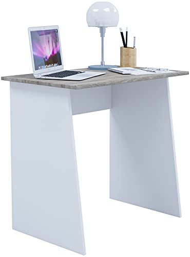 VCM Schreibtisch Computertisch Arbeitstisch Büromöbel PC Laptop Tisch Möbel weiß / Sonoma-eiche 74x80x50cm "Masola Mini"