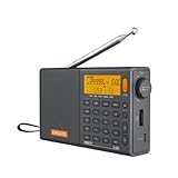 XHDATA D-808 tragbares digitales Radio UKW-Stereo/KW / MW/LW SSB RDS Air Band Multi-Band-Radio Lautsprecher mit LCD-Anzeige Wecker Externe Antenne und 2000 mah Chargeable Batterie (Grau)