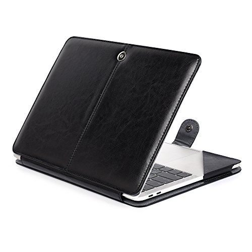 Jennyfly MacBook Hülle, Modell A1534, 30,5 cm (12 Zoll), PU-Leder, kratzfest, glatt, ultradünn, kompatibel mit MacBook 12 Zoll, Schwarz