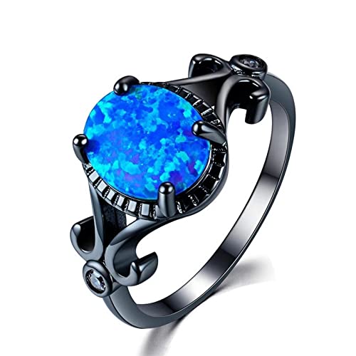 PAIHUIART Ring Ringe Damen Bijouterie Frauen Schmuck Blau Damen Ringe Opal Charms Hochzeit Verlobung Bands Modeschmuck Lady Rings 9 Blau