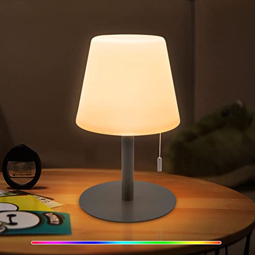 Nachttischlampe, LED Modern Creative Home Tischlampe mit dimmbaren 7 Farben, USB Aufladbar Kordellampe Farbwechsel Stehlampe für Schlafzimmer, Gästezimmer oder Büro (Schwarz)