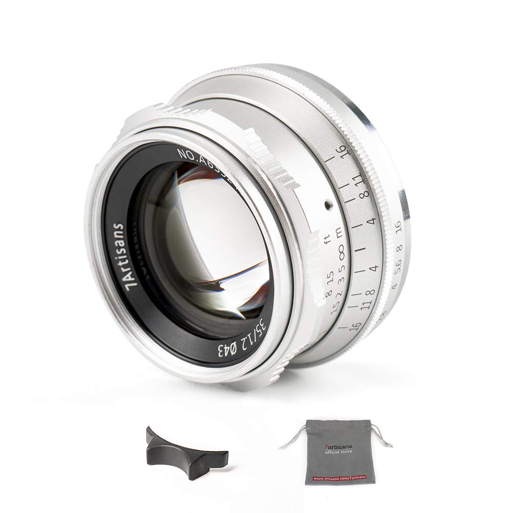 Fabrik Direkt 7artisans 35mm F1.2 APS-C Manuelle Fokuslinse Weit Fit für Kompakte Spiegellose Kameras Canon Kamera M1 M2 M3 M5 M6 M10 EOS-M Mount (Silber)