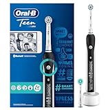 Oral-B Teen Elektrische Zahnbürste/Electric Toothbrush, 3 Putzmodi inkl. Sensitiv und Bluetooth-App für Zahnpflege, Ortho-Care Aufsteckbürste für Zahnspangen, Designed by Braun, schwarz, 1 Stück