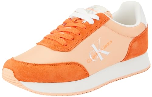 Calvin Klein Jeans Damen Retro Runner Low Lace Ny Ml Sneaker, Apricot Ice Bright White, 39 EU