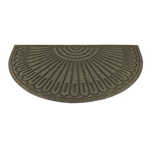 Fußmatte Schmutzfangmatte für Innebereich und Außen Für Haustür Eingang rutschfest Halbrund Polyester-Nadelfilz Braun (60cm x 90cm)