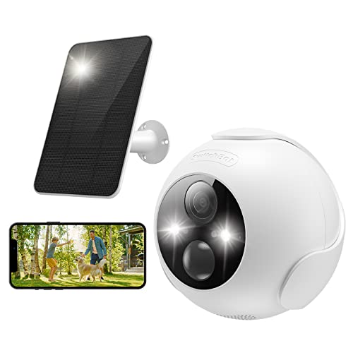 SwitchBot Überwachungskamera Aussen Solar 1080P, Outdoor Kamera 2,4G WLAN Überwachung Akku mit AI Personenerkennung, Farbnachtsicht, 256G SD-Speicher, Zwei-Wege-Audio, Kompatibel zu Alexa&Google Home