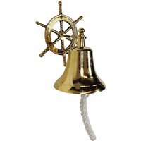 Schiffsglocke mit Steuerrad Türglocke Messing Glocke Nostalgie Maritim 18cm