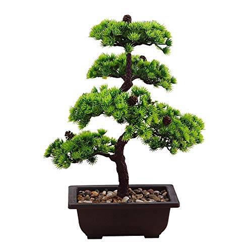Deko Pflanze Bonsai Baum Kunstpflanzen im Topf,Künstliche Pflanzen GrüN (Grün 40cm)