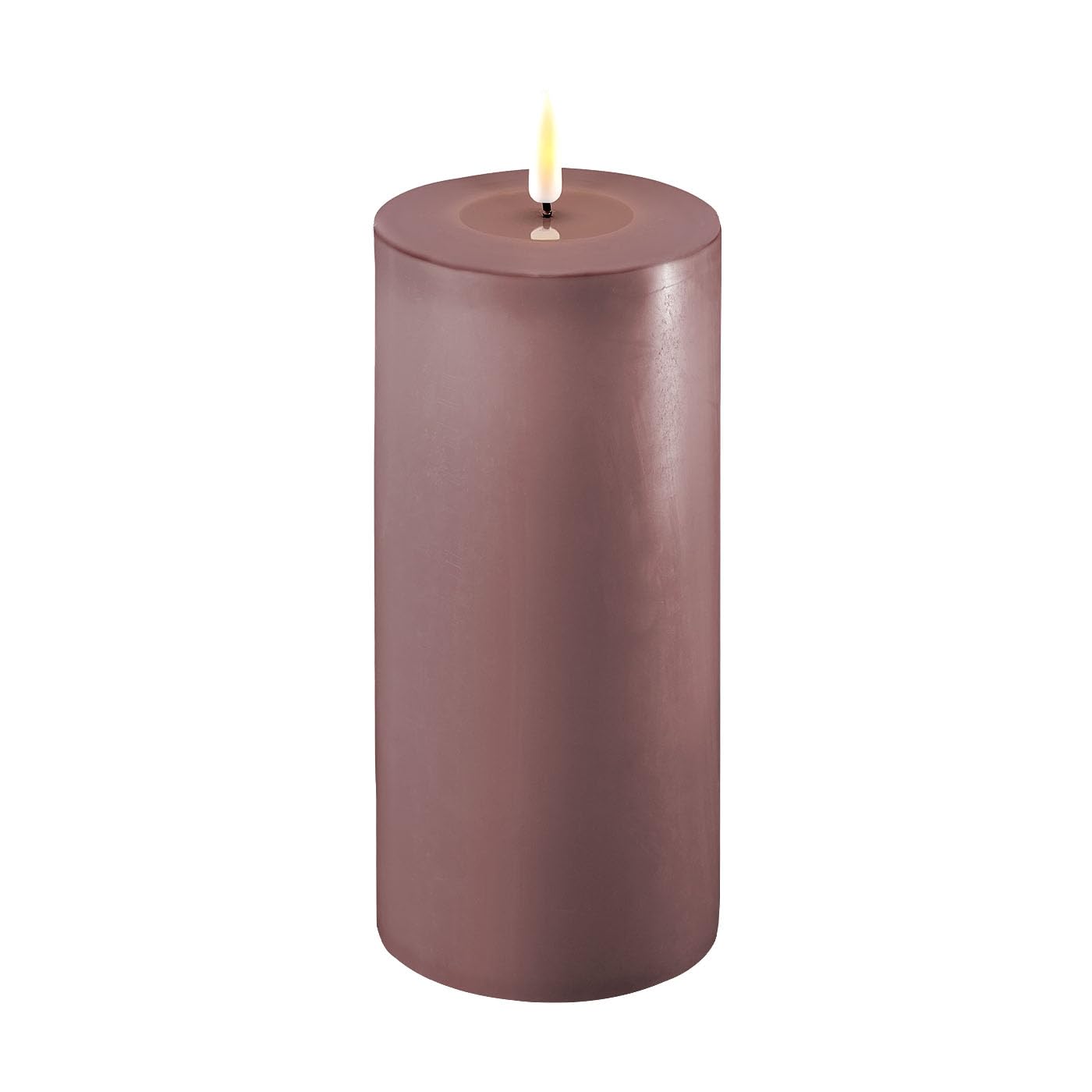 ReWu LED Kerze Deluxe Homeart, Indoor LED-Kerze mit realistischer Flamme auf einem Echtwachsspiegel, warmweißes Licht -Light Purple 10 x 20 cm
