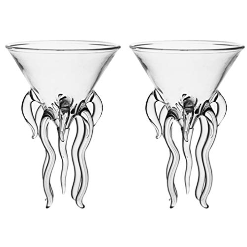 Angoily 2ST Octopus Martini Glas Cocktailglas Kreative Cocktail Trinkgefäße Martini Glas Klarglas Cup Bar Becher