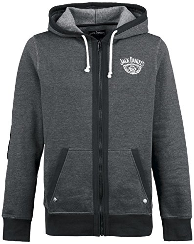 Meroncourt Herren Jack Daniel's Men's Old No. 7 Brand Logo Full Length Zipper Hoodie, Large, Kapuzenpullover, Grau (Grey Grey), L