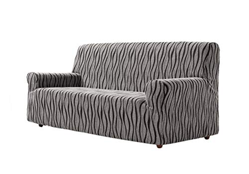 Zebra Textil Andros - Elastische Sofa-Husse, Größe 3 Sitzer (Von 180 bis 210 cm), Farbe Grau
