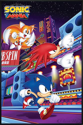 Close Up Sonic The Hedgehog Poster Sonic Mania (93x62 cm) gerahmt in: Rahmen schwarz