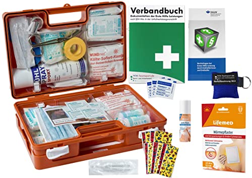 WM-Teamsport Sport-Sanitätskoffer Plus 4 Erste-Hilfe Koffer DIN 13157 + Sporttape, Sprühpflaster, Wärme+Kälte-Behandlung