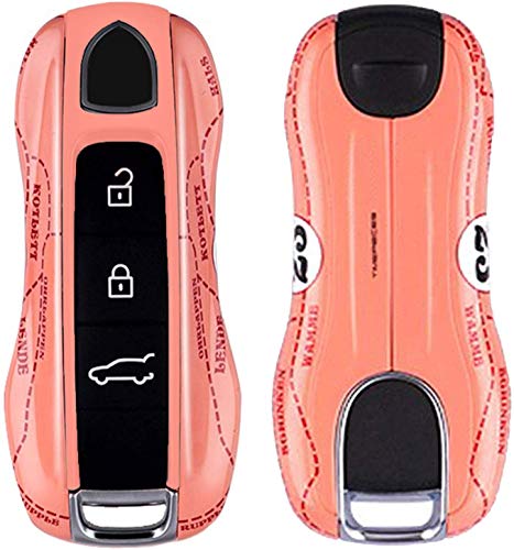 Kwak's Schlüsseletui für Porsche Pink Pig ABS Autoschlüssel Abdeckung Passend für Porsche 718 Macan Panamera 911 Cayenne Schlüsselkasten(B typ-pfirsich)