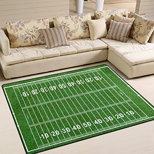 Use7 Teppich für Wohnzimmer, Schlafzimmer, American Footballfeld, 203 x 147,3 cm, Grün