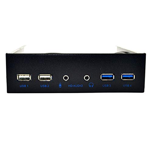 RETYLY Interne Frontplatte des Bo?Tier Desktop-PC 5,25 Zoll USB HUB 2 Ports USB 3.0 und 2 USB 2.0 Ports mit 20-poligem Audio-Anschluss des HD-Audioanschlusses