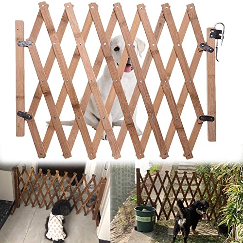 Absperrgitter Hund, Hundezaun aus Holz einziehbare Treppen Sicherheits Schutzteiler ausziehbare Tor Gitter-Türschutzgitter - Hundeschutzgitter