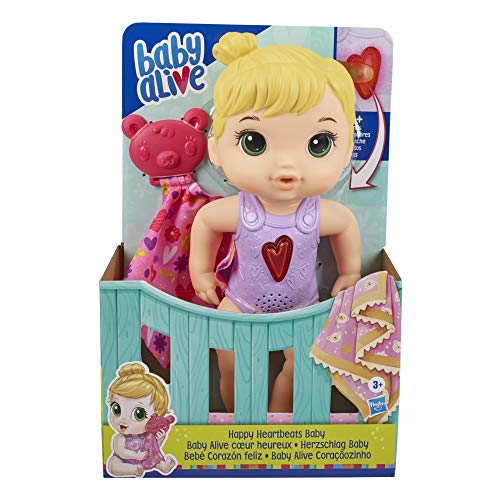 Baby Alive Happy Heartbeats Babypuppe, reagiert auf Spielen mit 10+ Tönen und blinkendem Herz, Spielzeug für Kinder ab 3 Jahren