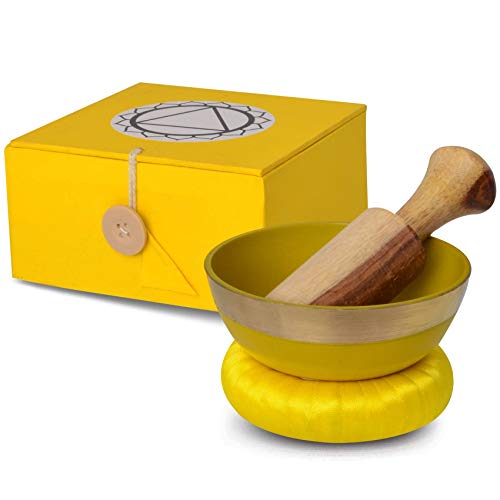 Chakra Klangschale in Geschenkbox, Durchmesser 8,5 cm, Nabelchakra, gelb