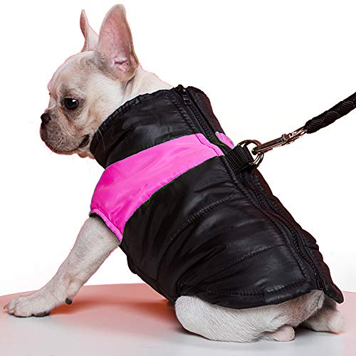 TFENG Hundemantel Hundejacke für Hunde, Warm gepolstert Puffer Weste Welpen Regenmantel mit Fleece (Rosa, L)