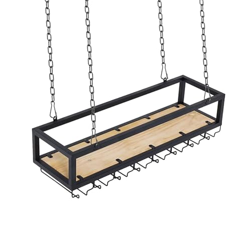 Hängeregal für die Decke, Weinglasregal, 60–140 cm Bar-Weinglashalter, Küchenregal aus Metall und Holz, schwebende Regale, geeignet für Weingläser, Verschiedene Weinflaschen, 5 SI