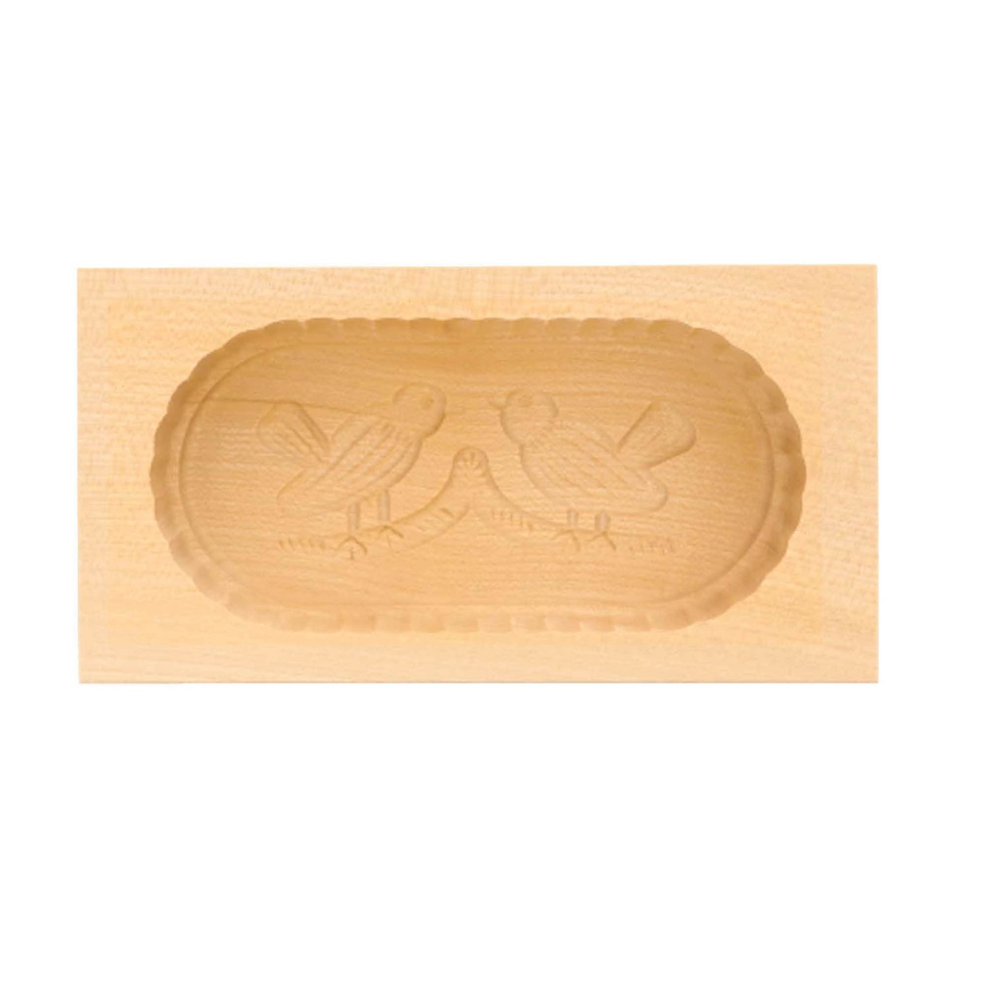 Butterform aus Holz 2 Vögel Motiv für 250g Butter, Sturz-Form zum Dekorieren, handgemacht