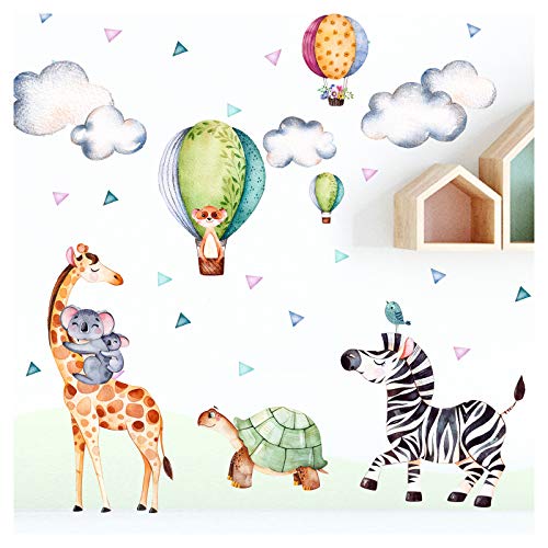 Little Deco Wandsticker Safari Party I Wandbild L - 167 x 110 cm (BxH) I Giraffe Zebra Aufkleber Wandtattoo Kinderzimmer Wandaufkleber Deko Babyzimmer DL304