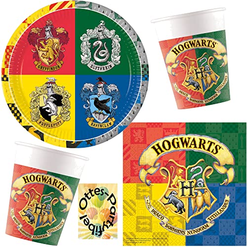 HHO Harry-Potter-Party-Set Zauberlehrling-Party-Set Hogwarts-Party 52tlg. für 16 Gäste - Teller Becher Servietten