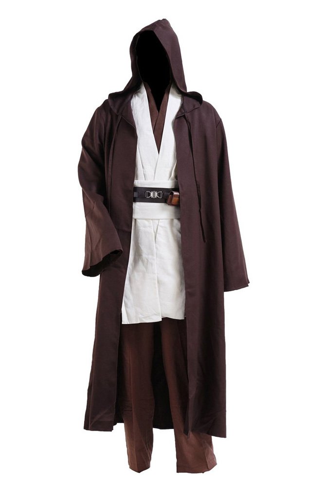 Kostor Obi Wan Kenobi Cospaly Kostüm Tunika Herren Mantel Weiß, Braun/Beige, XXX-Large