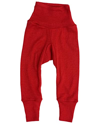 Cosilana Baby-Hose mit Bund aus kbT-Schurwolle und Seide (86-92, Rot)