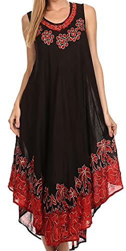 Sakkas 40SE Sundari Kaftan-Behälter-Kleid/Cover Up - Schwarz/Rot - One Size