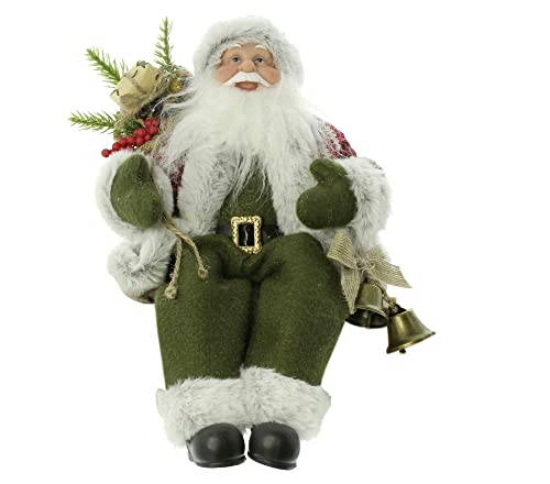 FRANK FLECHTWAREN Kantenhocker Santa mit Glöckchen, Metall, Verschiedene Textilien, Kunstfell, Polyester, Kunststoff Maße: Höhe 33 cm