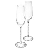Bulary 2PCS Glas Kristall Basis Strass Champagner Glas Becher