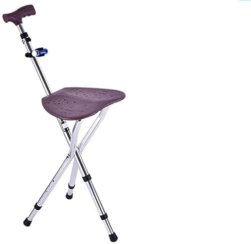 Ddtiz Verhindern Sie das Schleudern. Tragbare Gehstock-Stuhlhilfe, leichte Klappkrücke mit Sitz und Taschenlampe für ältere Menschen mit Behinderungen elegant