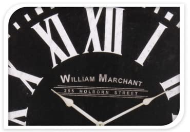 Wanduhr 60cm Durchmesser Analoge Uhr Vintageuhr Wohnzimmer Küche Esszimmer Büro Cafe (William Marchant schwarz)