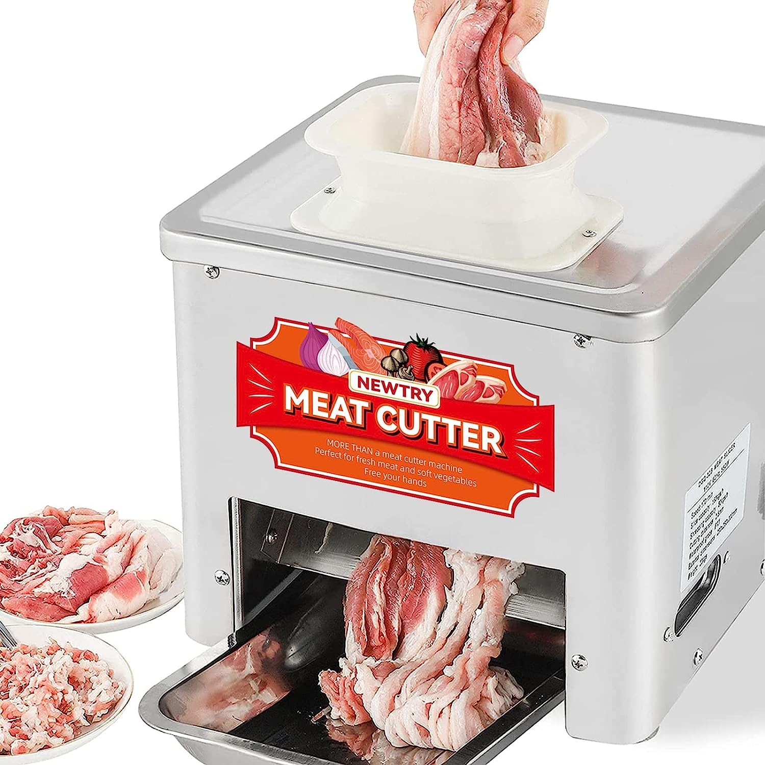 NEWTRY Kommerzieller Fleischschneider Mit 2,5 mm Klinge 160KG/H Fleischschneidemaschine Zutaten Schneidemaschine für Restaurants, Kantinen, Metzgereien